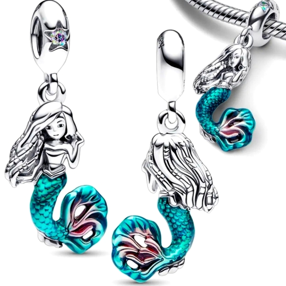 New 2023 PANDORA Little Mermaid Ariel, Disney S925 Sterling Silver Dangle Charm. - Picture 3 of 4